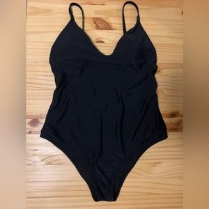 Aerie Swim | Solid Black One Piece Swimsuit | Size L | Excellent Condition